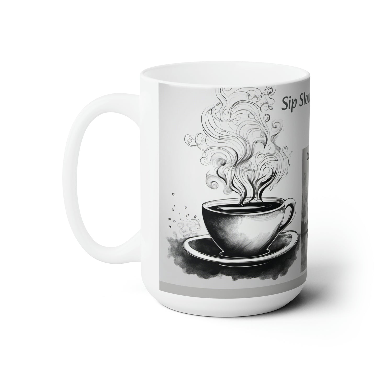 "Count Your Blessings" -  White/Black/Gray Ceramic Mug 15oz