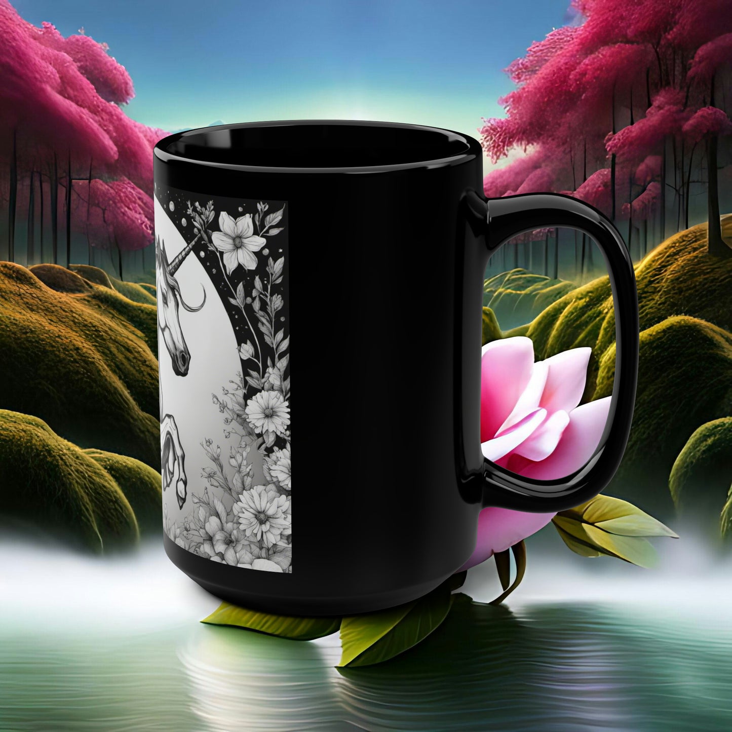 Unicorn Fantasy - Black Mug, 15oz